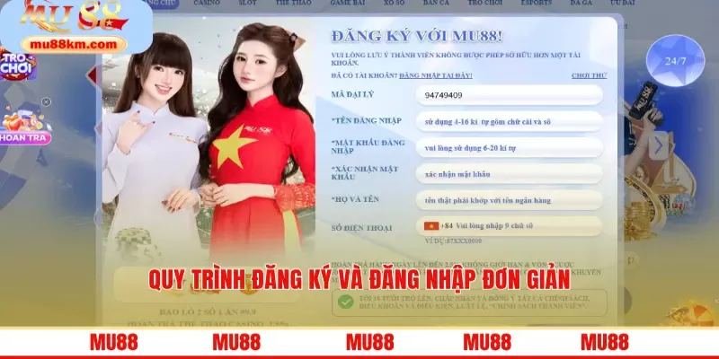 Quy trình đăng ký và đăng nhập đơn giản